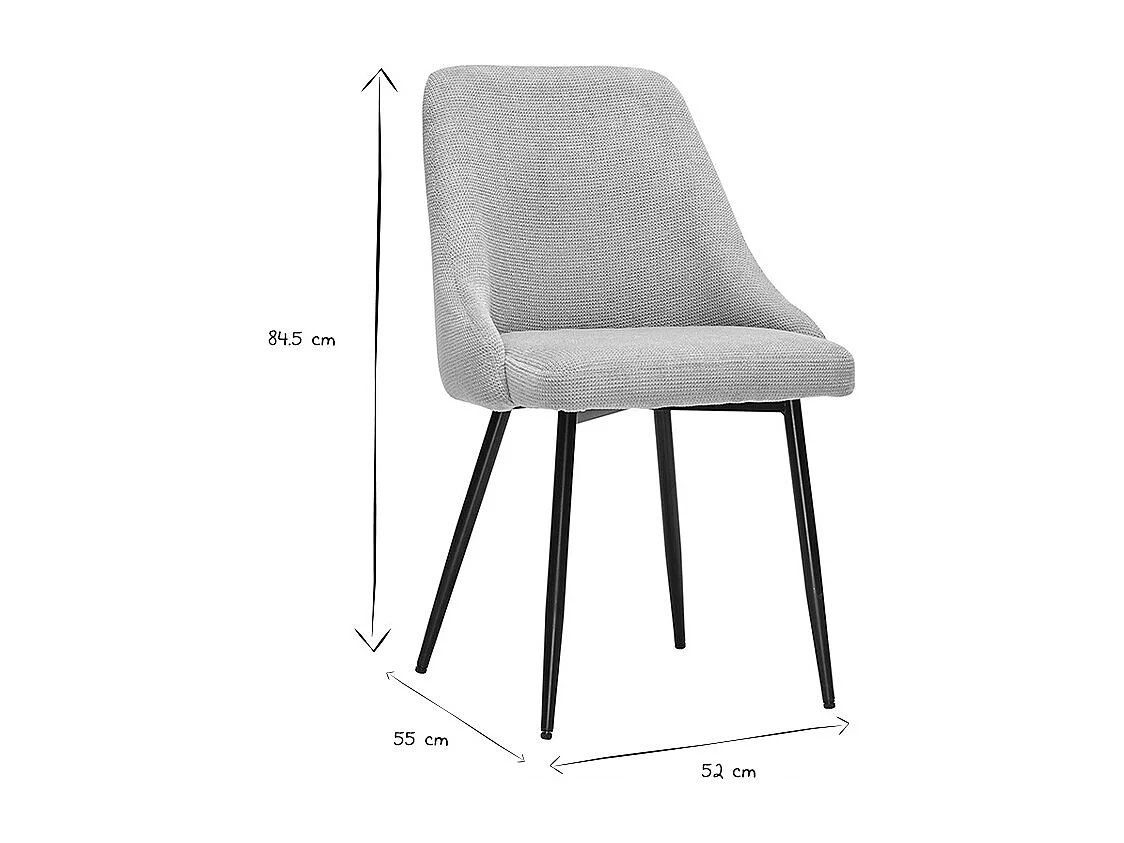 Stühle aus beigem Samteffekt-Textilgewebe und schwarzem Metall (2er Set) HASTA