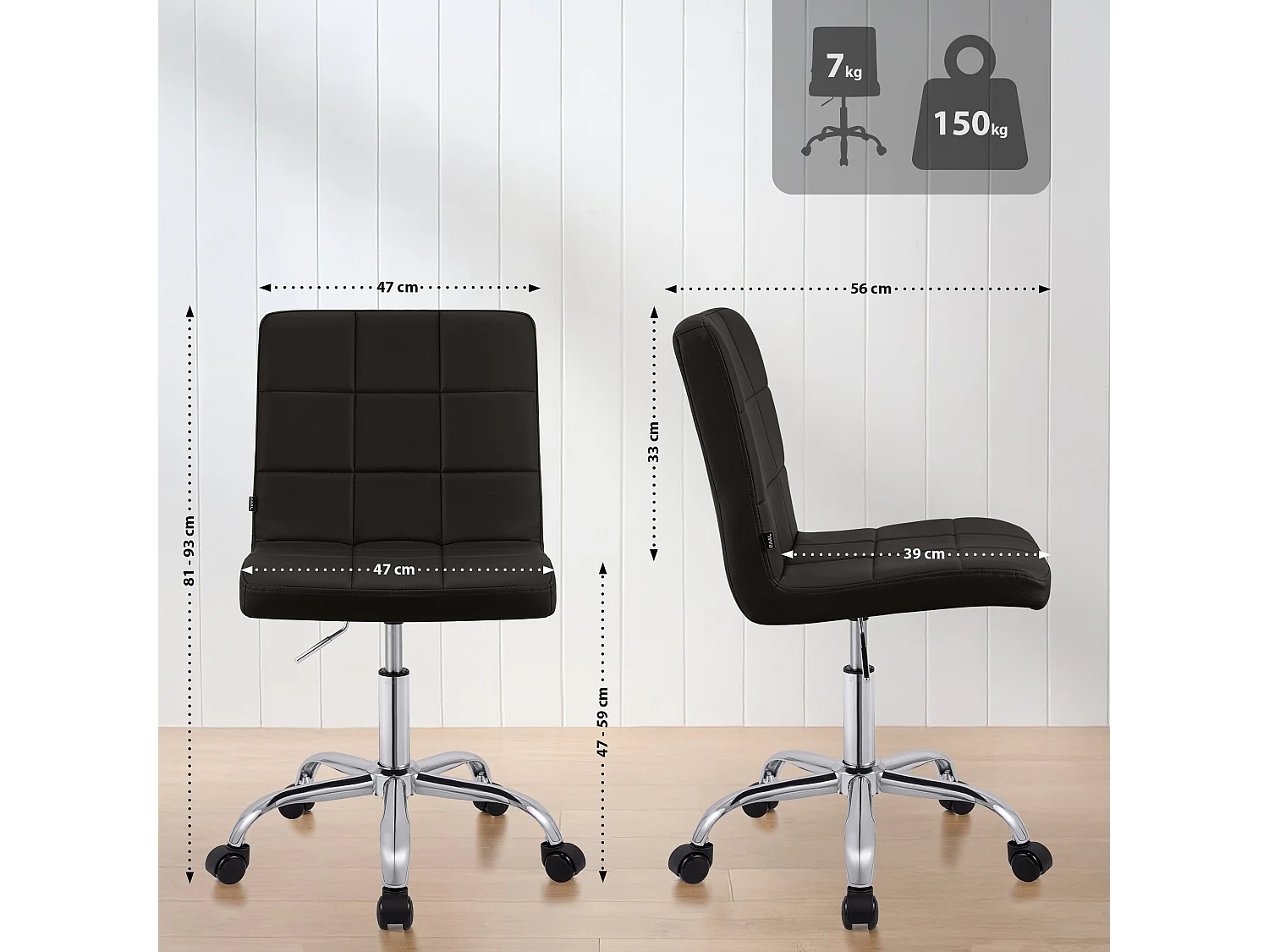 Chaise de bureau - Similicuir - Marron - Darfield