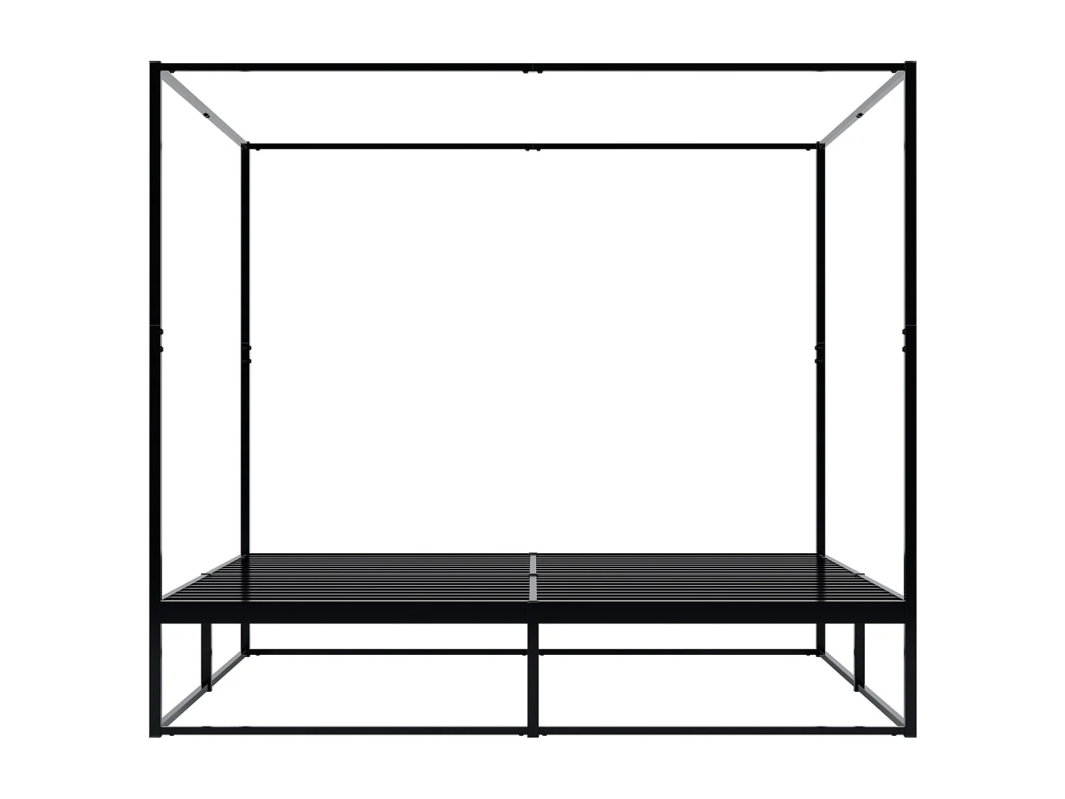 Lit en métal - Métal - 200 x 200 cm - Noir - Batoni