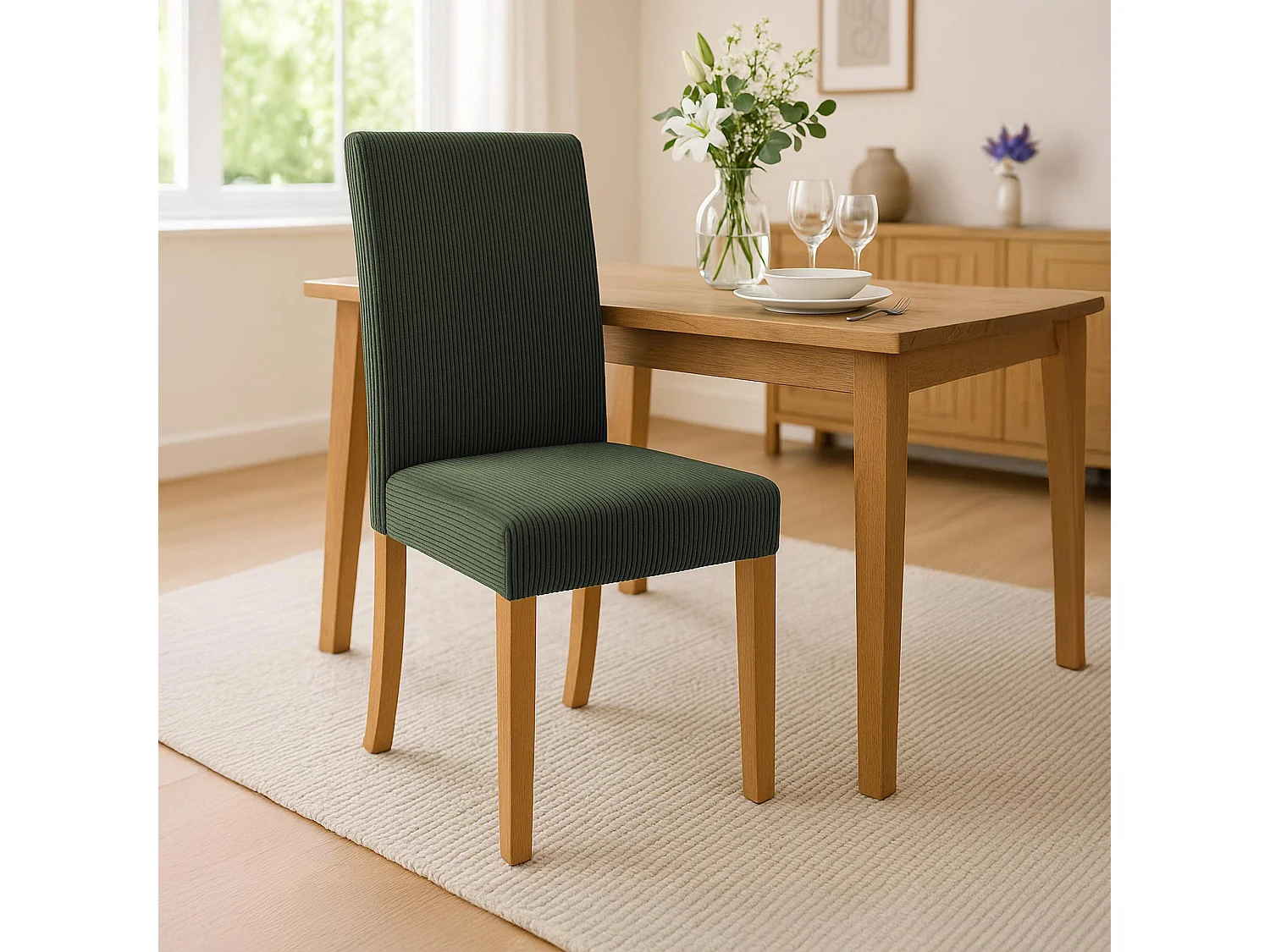 Lot de 2  chaise salle à manger - Cordon & Antique clair - Vert - Ina