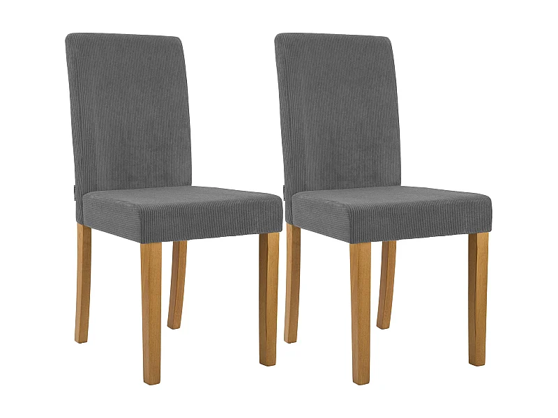 Lot de 2  chaise salle à manger - Cordon & Antique clair - Gris - Ina