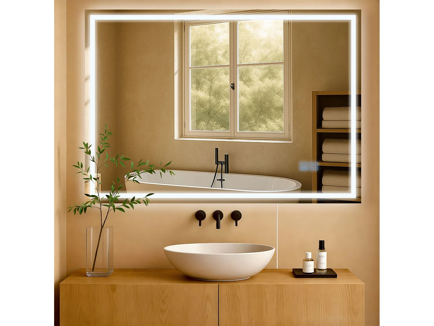 Miroir mural - carré - Verre - 100 x 3.5 cm - Verre clair - Jaffrey