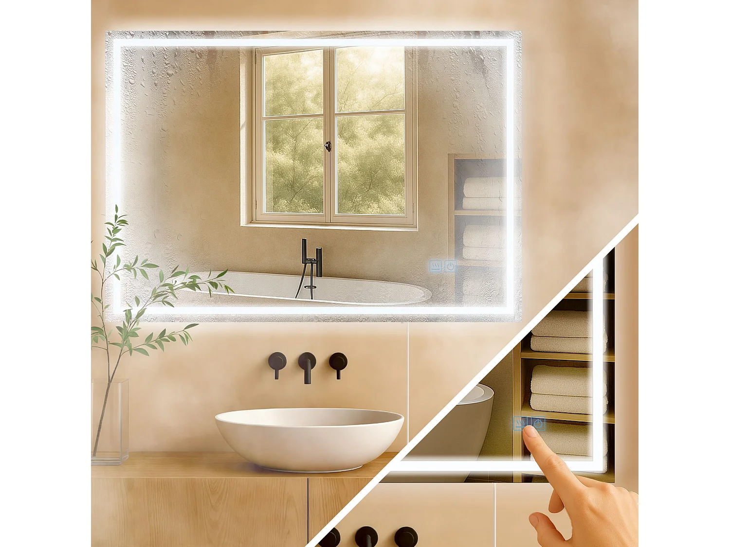 Miroir mural - carré - Verre - 100 x 3.5 cm - Verre clair - Jaffrey