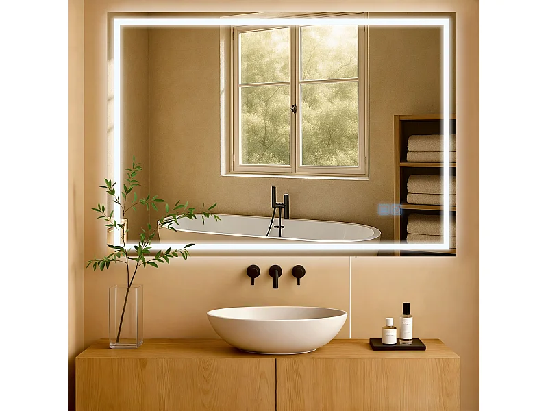 Miroir mural - carré - Verre - 100 x 3.5 cm - Verre clair - Jaffrey