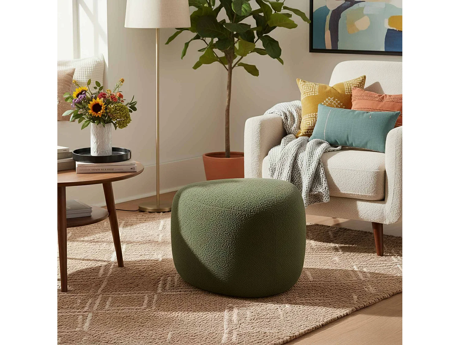 Tabouret - Tissu - Vert foncé - Alfrisa