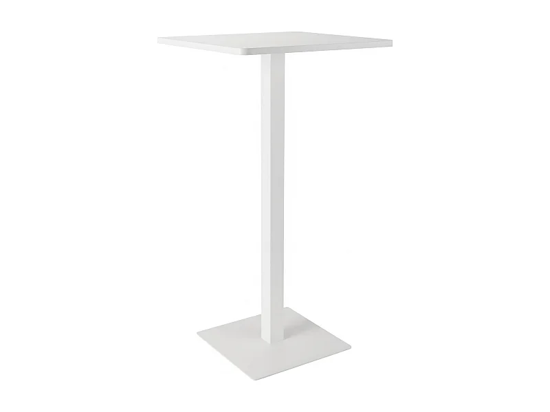 Table haute - carré - Bois - 60 x 60 cm - Blanc / Blanc - Sharon