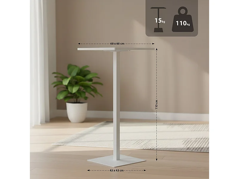 Table haute - carré - Bois - 60 x 60 cm - Blanc / Blanc - Sharon