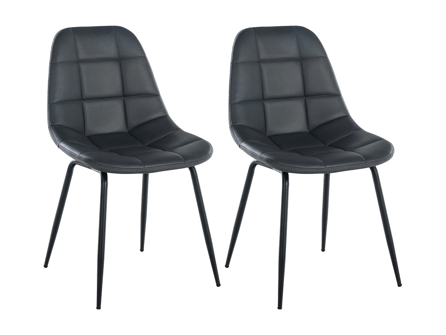 Lot de 2  chaise salle à manger - Similicuir - Gris - Tom