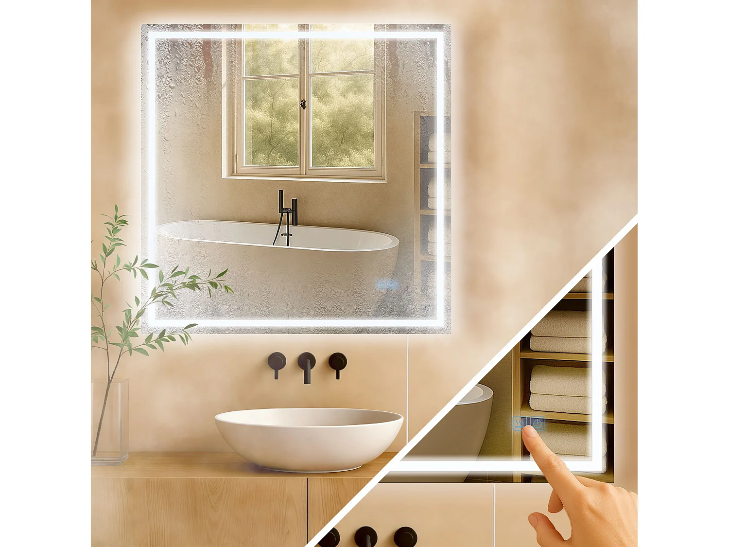 Miroir mural - carré - Verre - 80 x 3.5 cm - Verre clair - Jaffrey