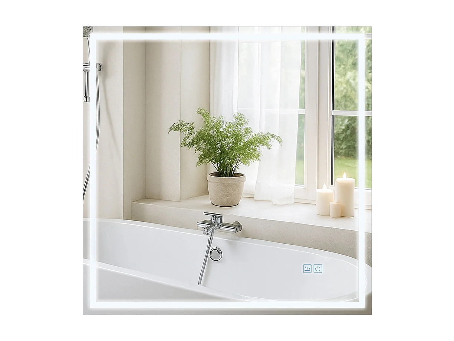 Miroir mural - carré - Verre - 80 x 3.5 cm - Verre clair - Jaffrey