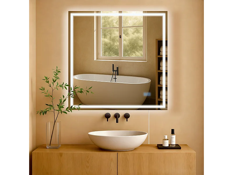 Miroir mural - carré - Verre - 80 x 3.5 cm - Verre clair - Jaffrey