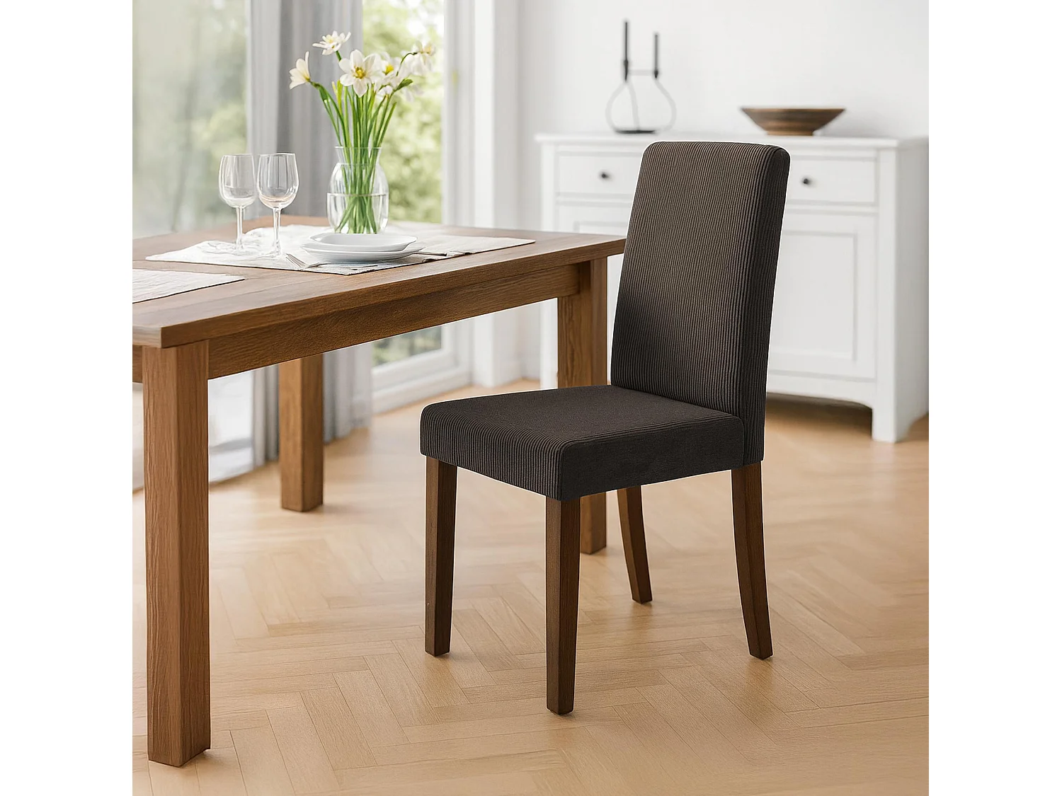 Lot de 2  chaise salle à manger - Cordon & Antique foncé - Marron - Ina