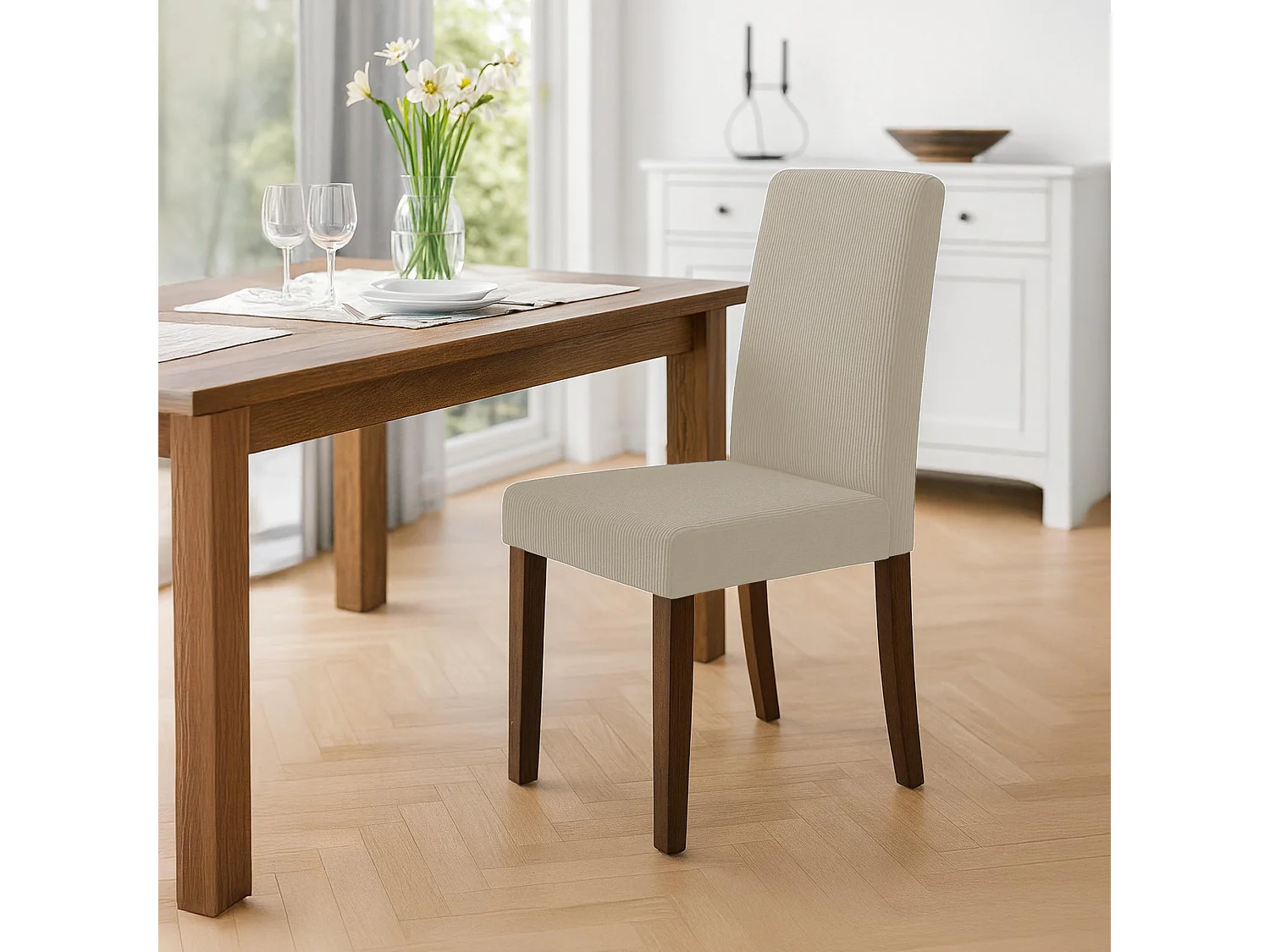 Lot de 2  chaise salle à manger - Cordon & Antique foncé - Marron clair - Ina