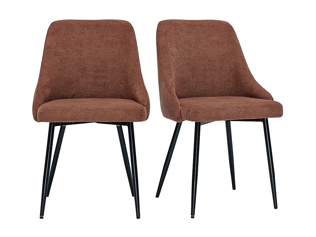 Chaises en tissu chenille terre brûlée et métal noir (lot de 2) HASTA