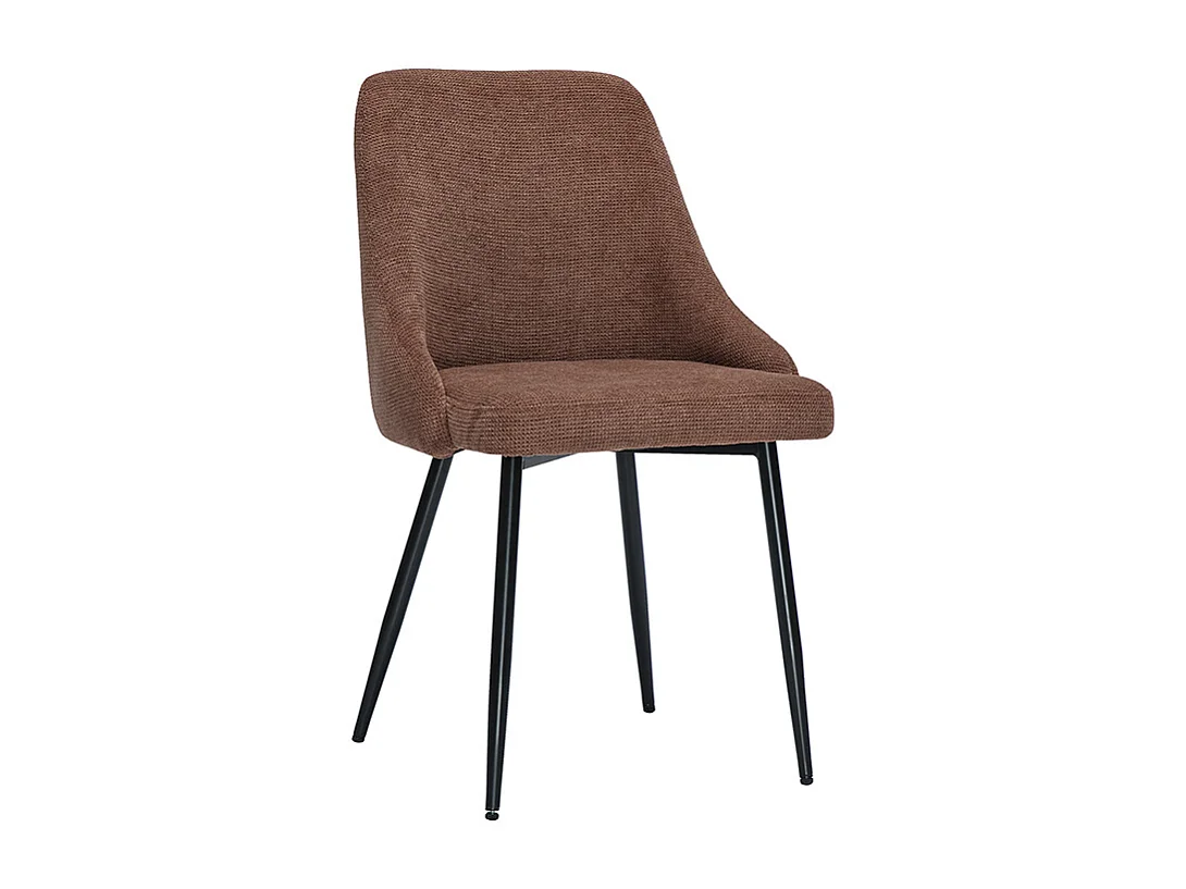 Chaises en tissu chenille terre brûlée et métal noir (lot de 2) HASTA