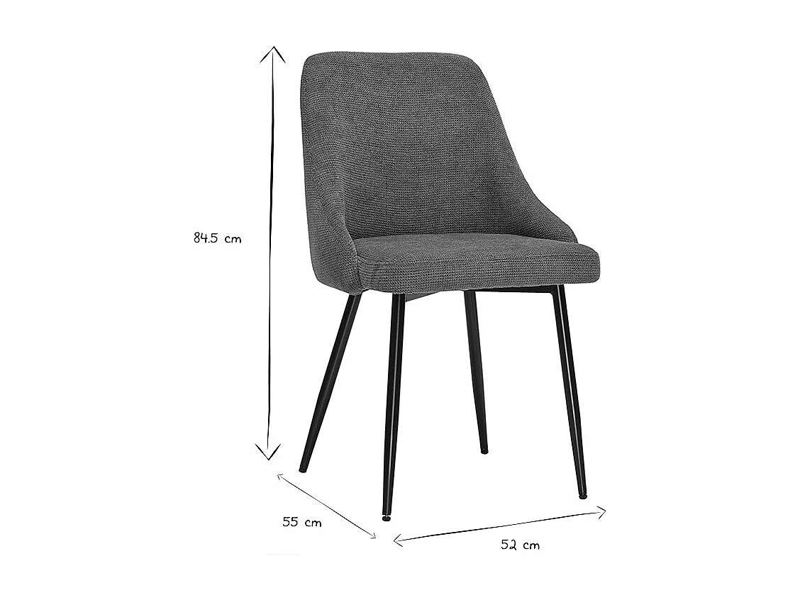 Chaises en tissu chenille terre brûlée et métal noir (lot de 2) HASTA