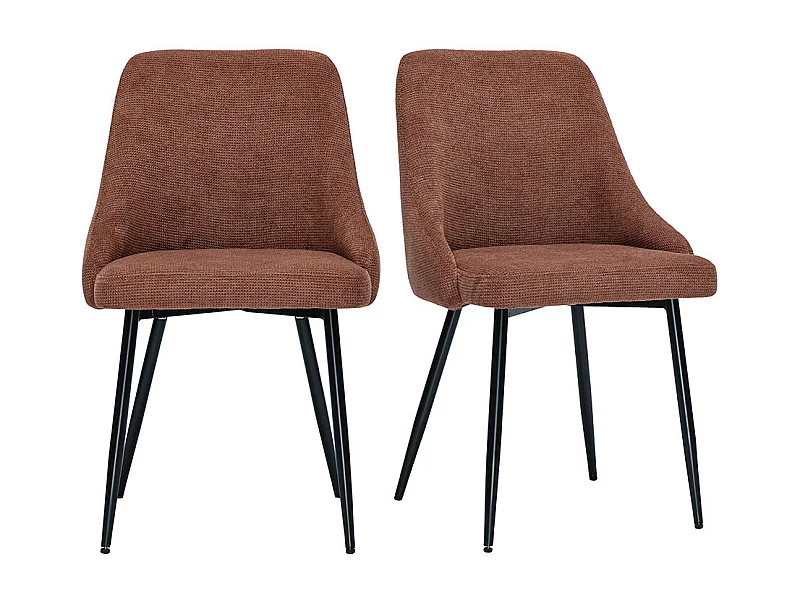 Chaises en tissu chenille terre brûlée et métal noir (lot de 2) HASTA