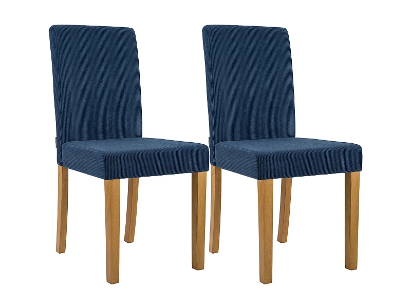 Lot de 2  chaise salle à manger - Cordon & Antique clair - Bleu - Ina