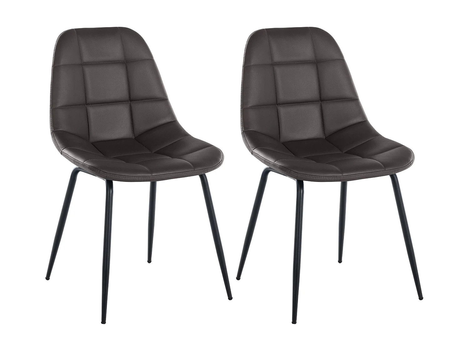 Lot de 2  chaise salle à manger - Similicuir - Marron - Tom