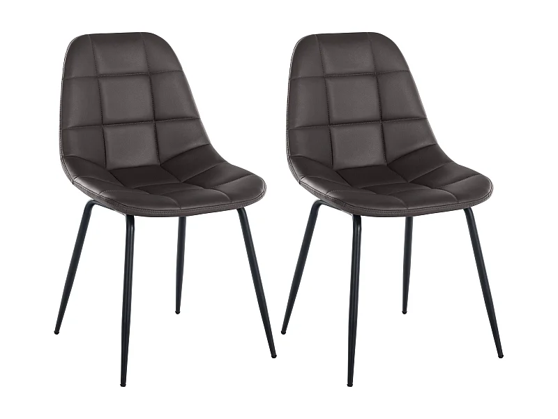 Lot de 2  chaise salle à manger - Similicuir - Marron - Tom