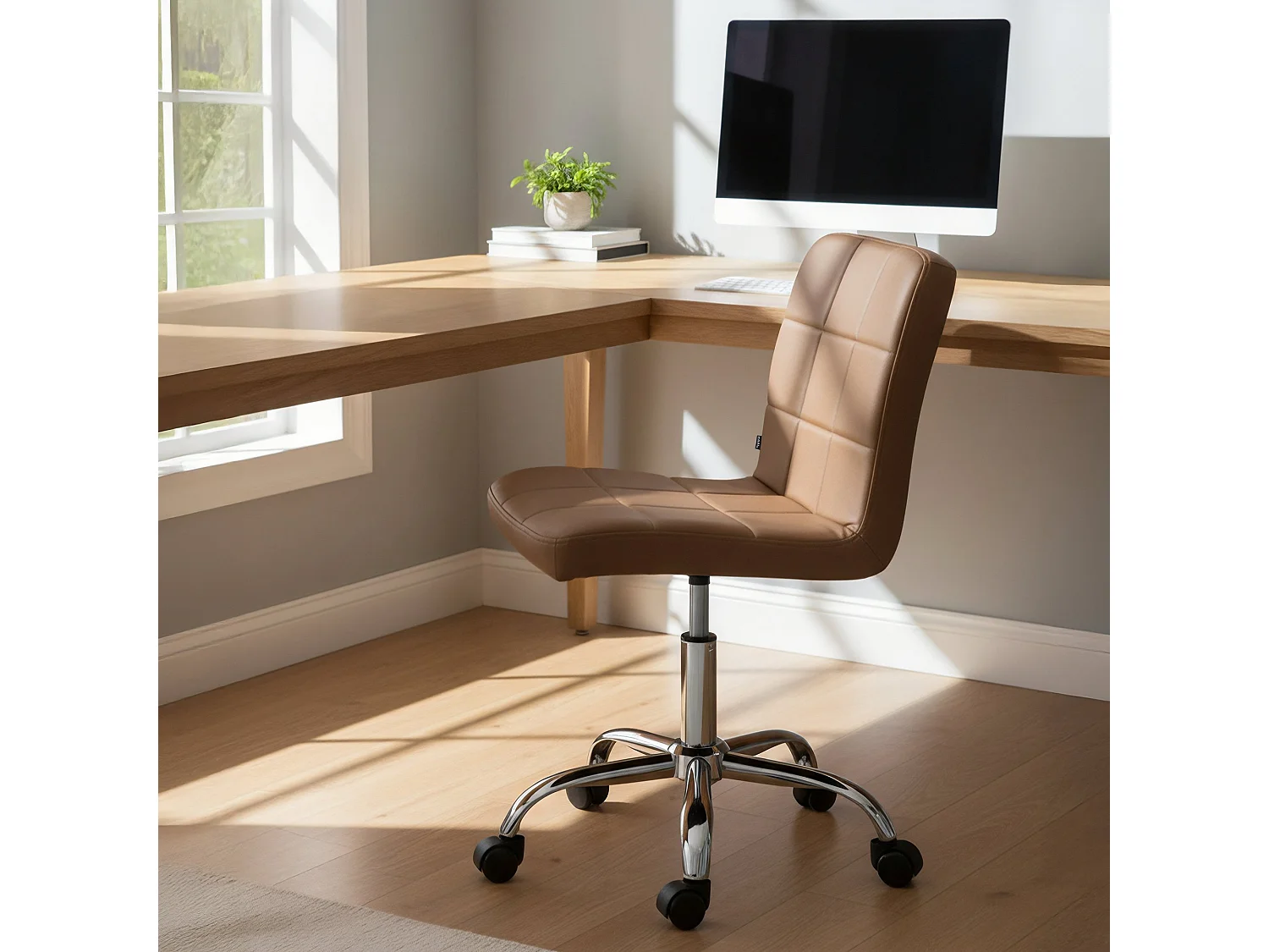 Chaise de bureau - Similicuir - Marron clair - Darfield