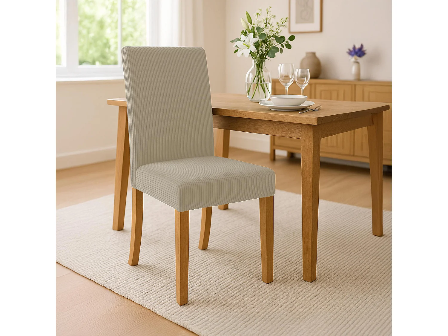 Lot de 2  chaise salle à manger - Cordon & Antique clair - Marron clair - Ina