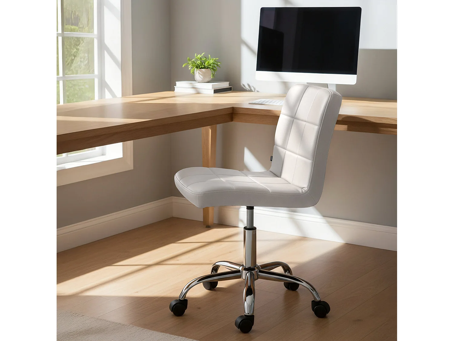 Chaise de bureau - Similicuir - Blanc - Darfield