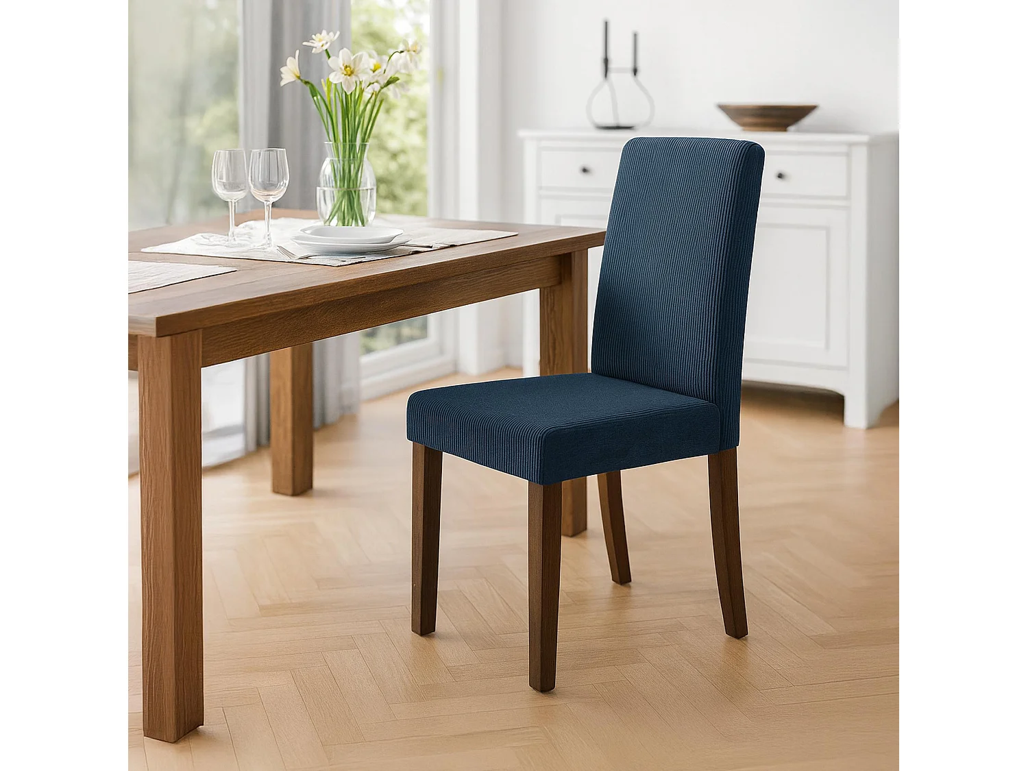 Lot de 2  chaise salle à manger - Cordon & Antique foncé - Bleu - Ina