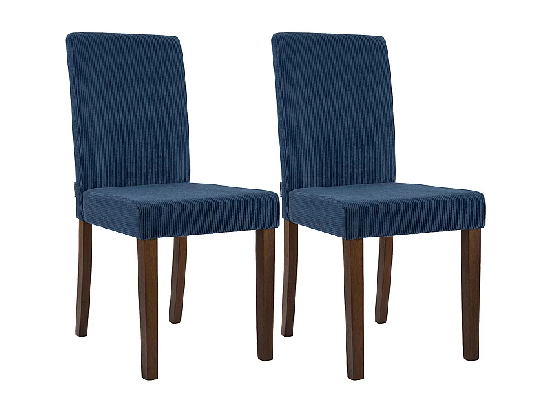 Lot de 2  chaise salle à manger - Cordon & Antique foncé - Bleu - Ina