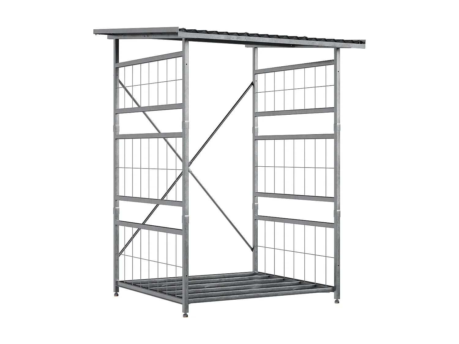 Etagère bois de cheminée - Métal - 120 x 110 x 191cm - Métal - Macon