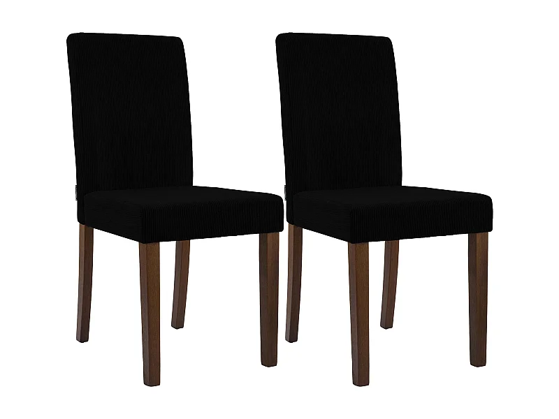 Lot de 2  chaise salle à manger - Cordon & Antique foncé - Noir - Ina