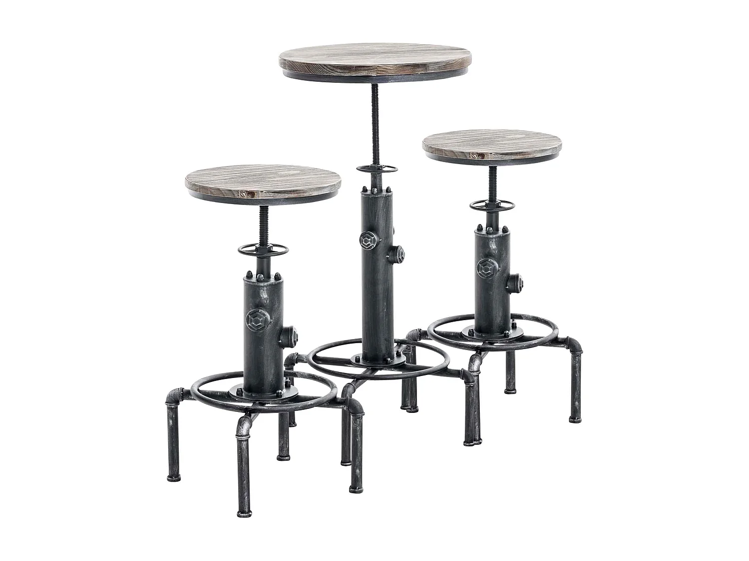 Ensemble table de bar - Métal - Argent antique - Lynton