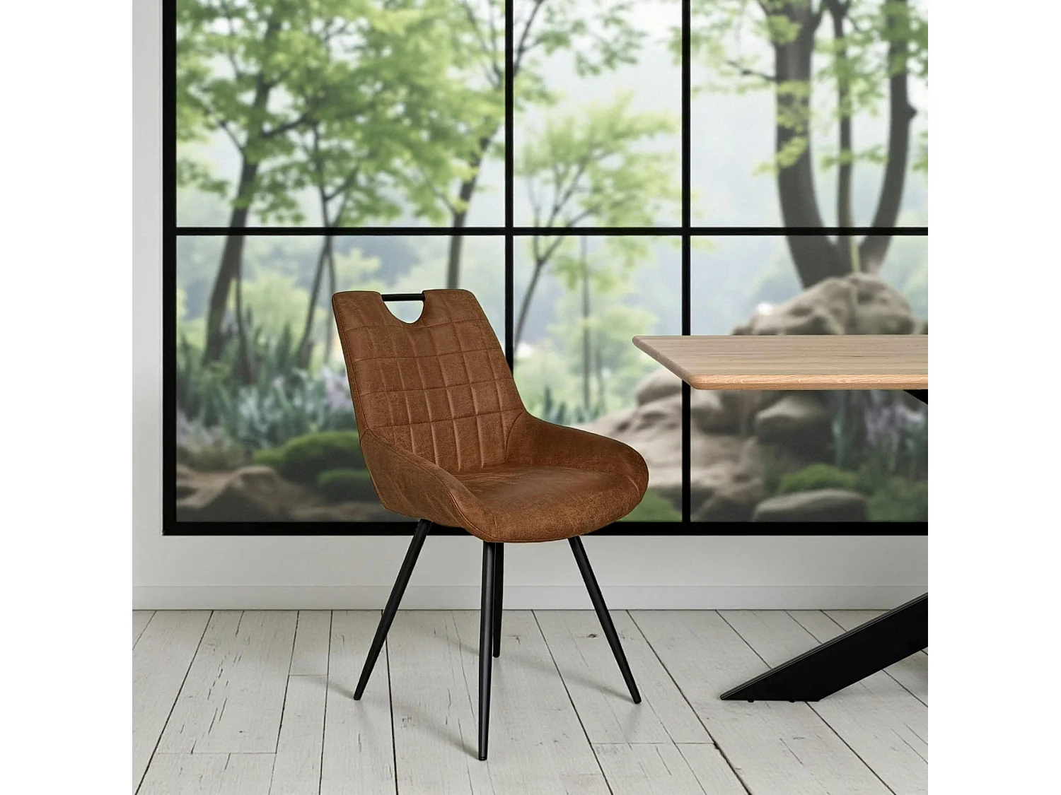 Chaise marron effet vieilli à poignée intégrée (lot de 2) MALMOE