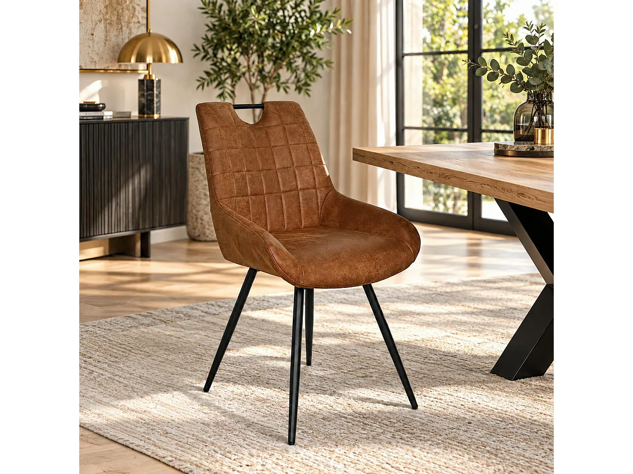 Chaise marron effet vieilli à poignée intégrée (lot de 2) MALMOE
