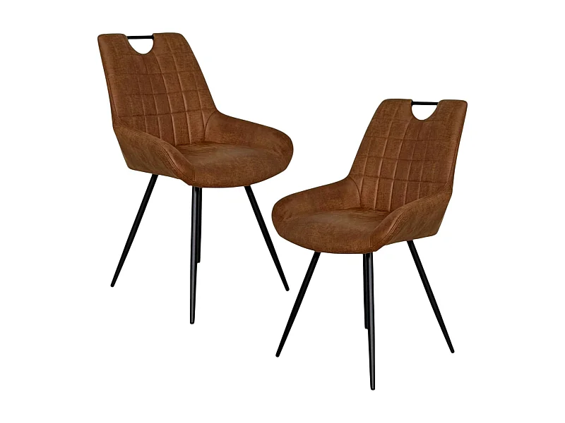 Chaise marron effet vieilli à poignée intégrée (lot de 2) MALMOE