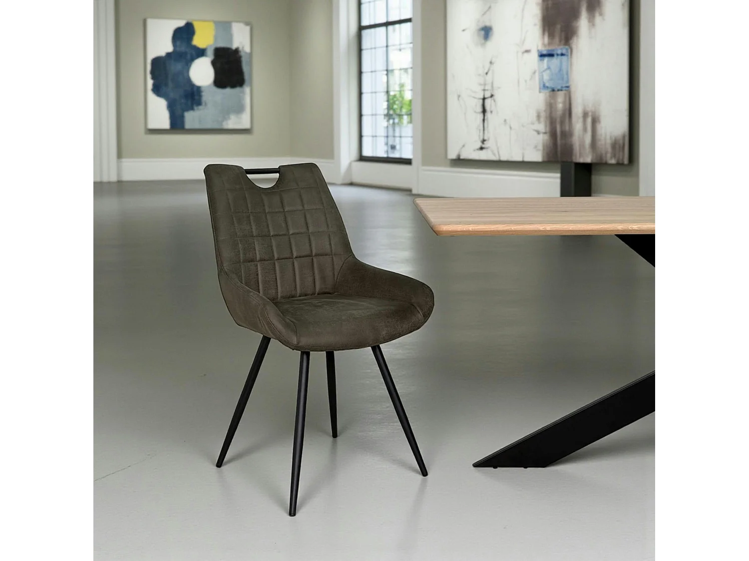 Chaise vert foncé effet vieilli à poignée intégrée (lot de 2) MALMOE