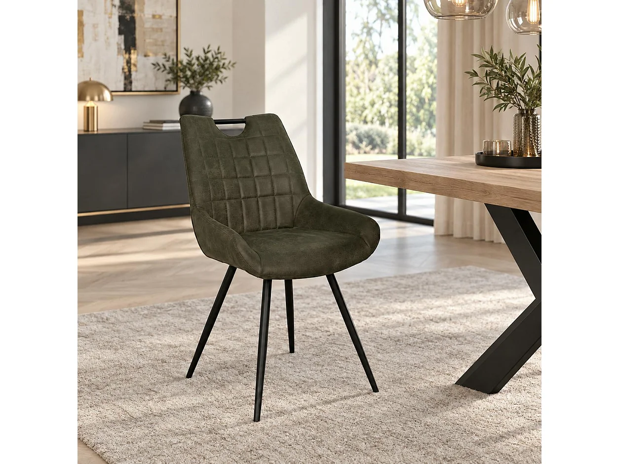Chaise vert foncé effet vieilli à poignée intégrée (lot de 2) MALMOE