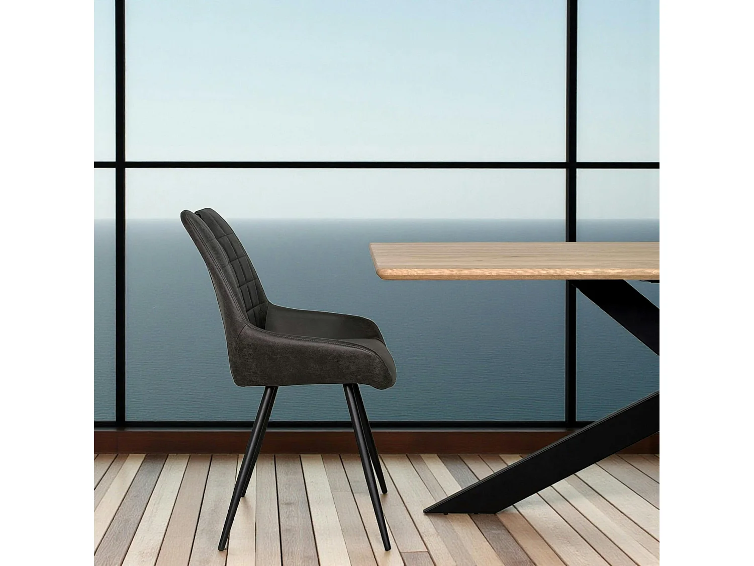 Chaise grise effet vieilli à poignée intégrée (lot de 2) MALMOE