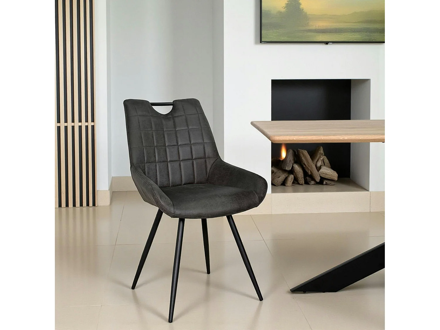 Chaise grise effet vieilli à poignée intégrée (lot de 2) MALMOE