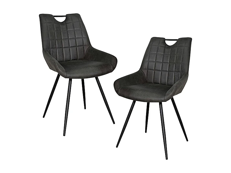 Chaise grise effet vieilli à poignée intégrée (lot de 2) MALMOE