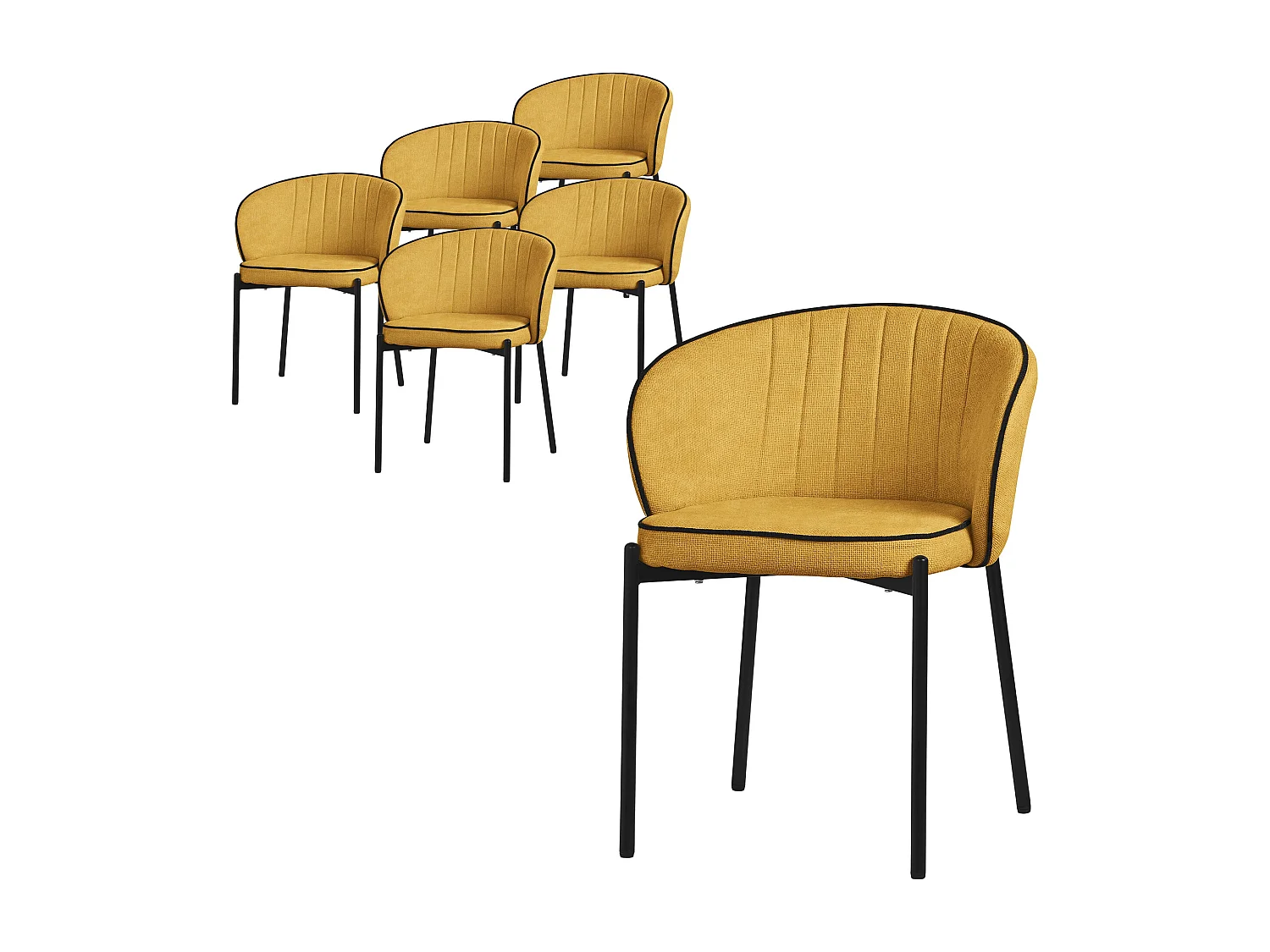 ML-Design Set 6x sedie da pranzo senape, in tessuto, mobili con schienale e gambe in metallo, poltroncine imbottiteda cucina, poltrone per soggiorno