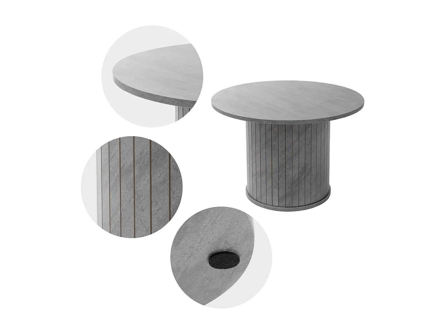 Table basse ronde Ø 60 x 40 cm aspect béton gris avec plateau dépassant mobiliermoderne pour canapé de salon bar ou lounge surface pour café et thé