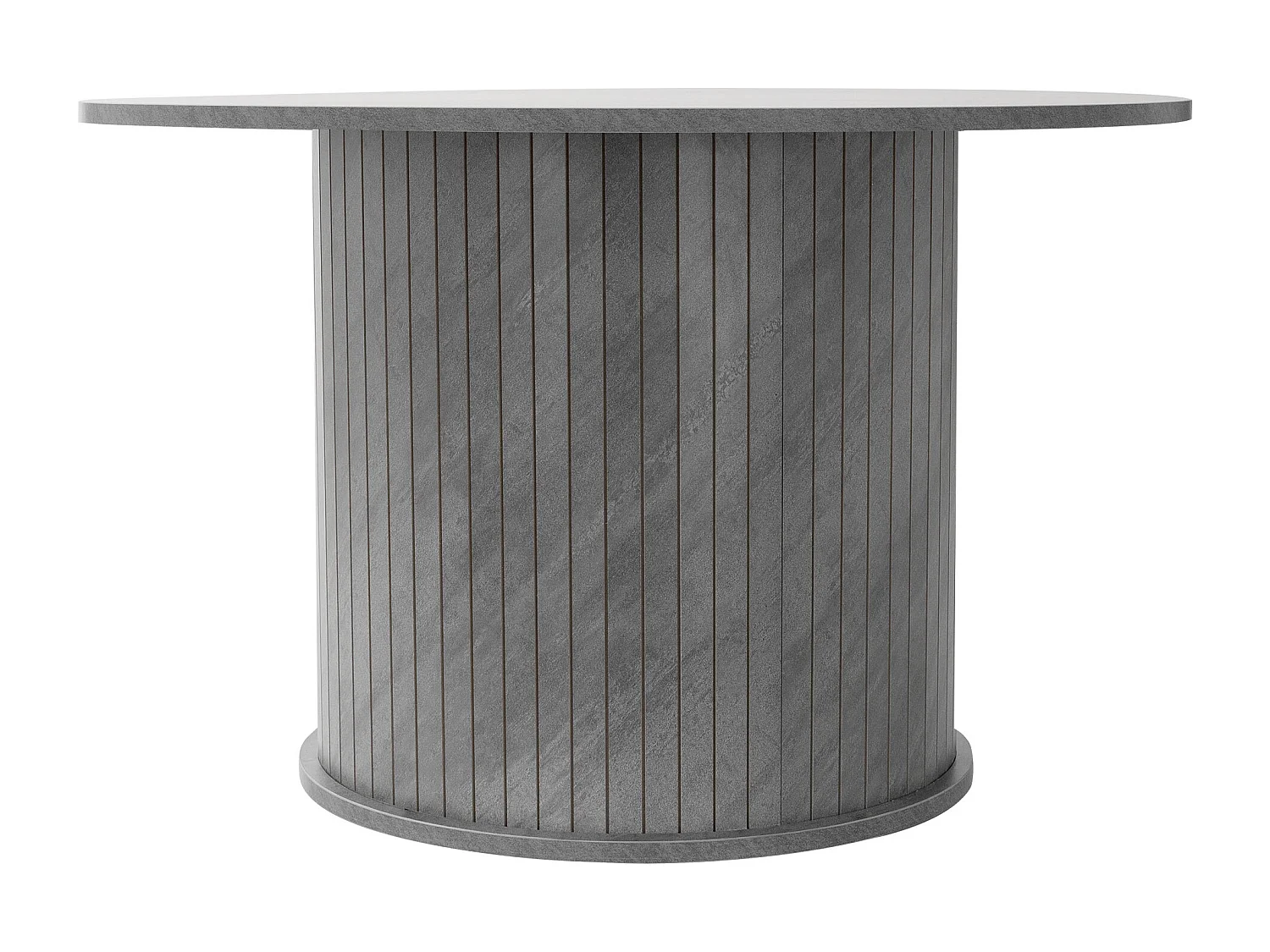 Table basse ronde 80 x 80 x 50 cm aspect béton gris avec porte coulissante et grande espace de rangement meuble pour canapé surface pour boissons