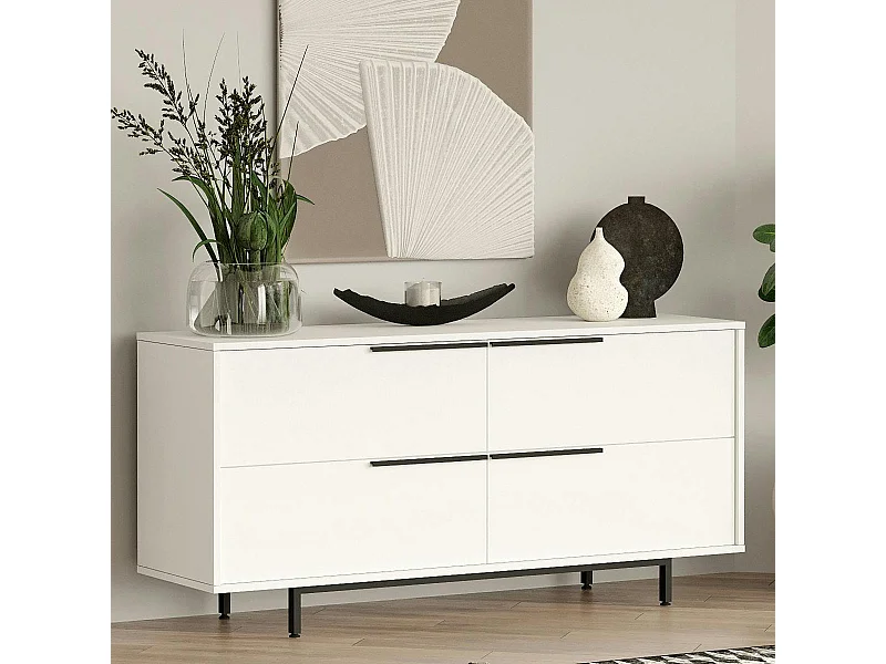 Buffet blanc design moderne à ouverture frontale VAREN