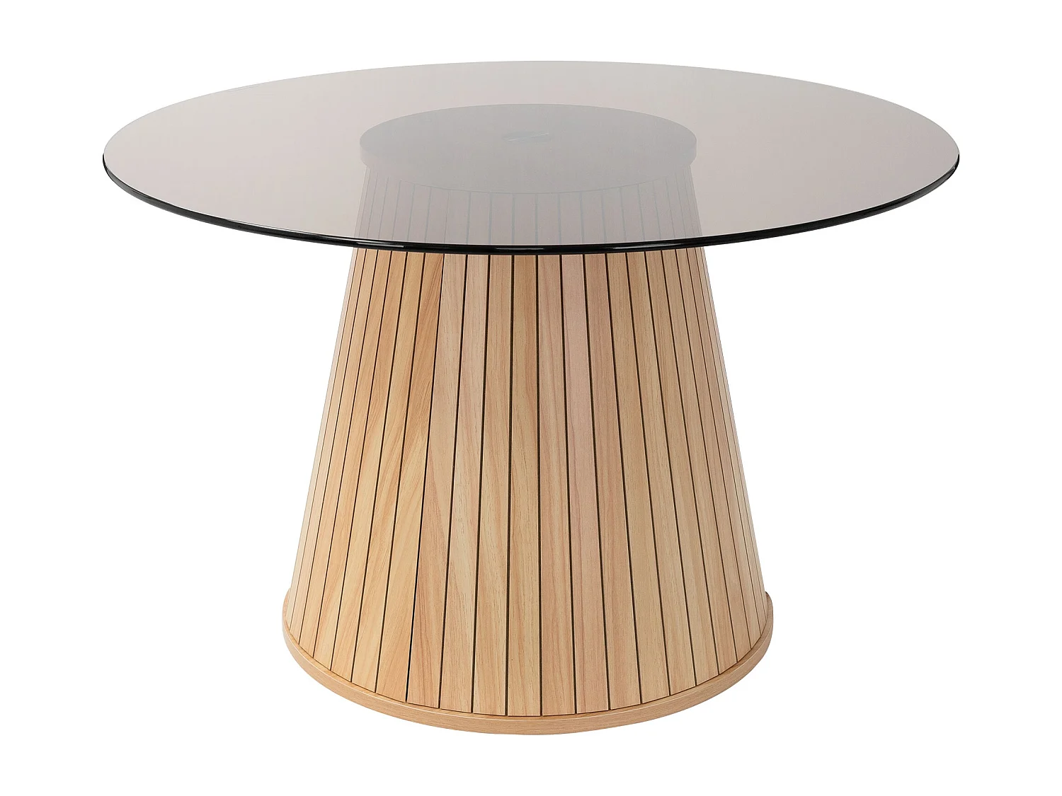 ML-Design Tavolino da caffè rotondo con piano in vetro, 80x80x50 cm, effetto legno, marrone, moderno, mobili per la casa, tavolo basso per salotto