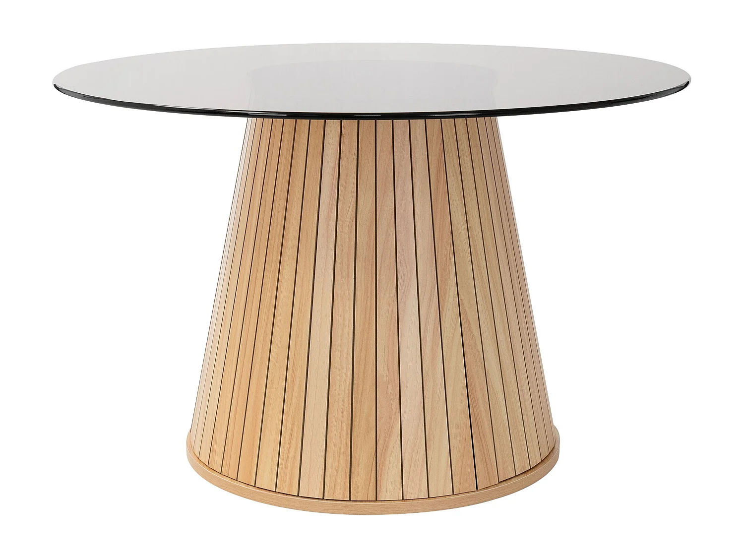 ML-Design Tavolino da caffè rotondo con piano in vetro, 80x80x50 cm, effetto legno, marrone, moderno, mobili per la casa, tavolo basso per salotto