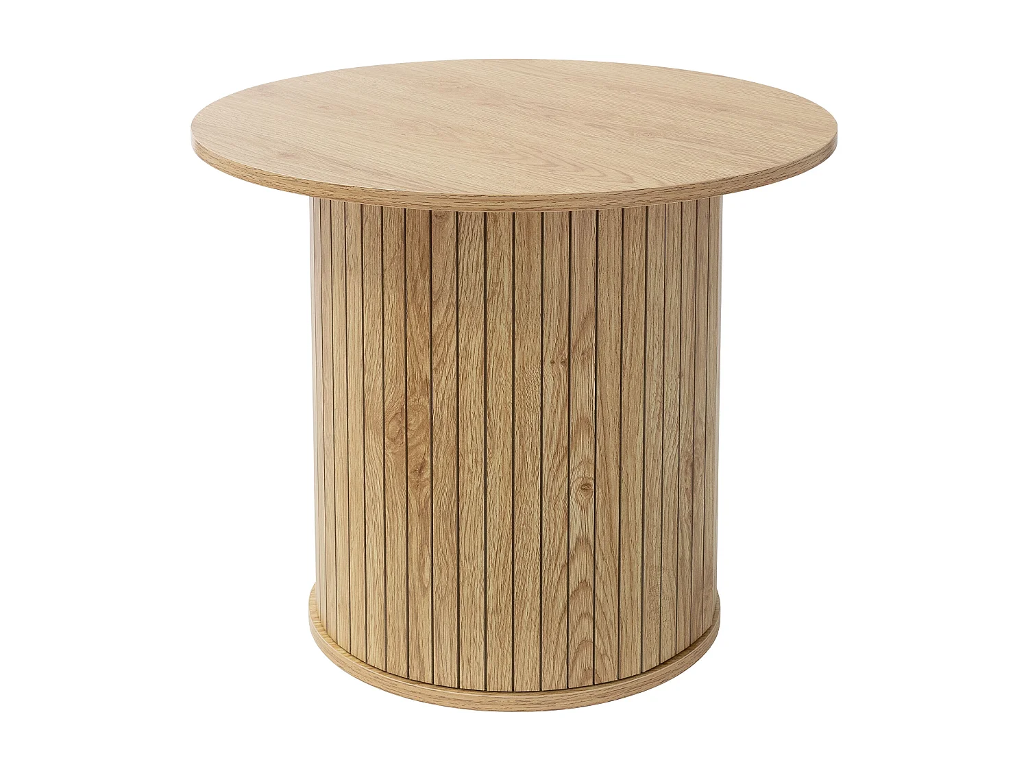 Table basse ronde Ø 60 x 50 cm aspect bois marron avec plateau dépassant mobilier moderne pour canapé de salon bar ou lounge surface pour café et thé