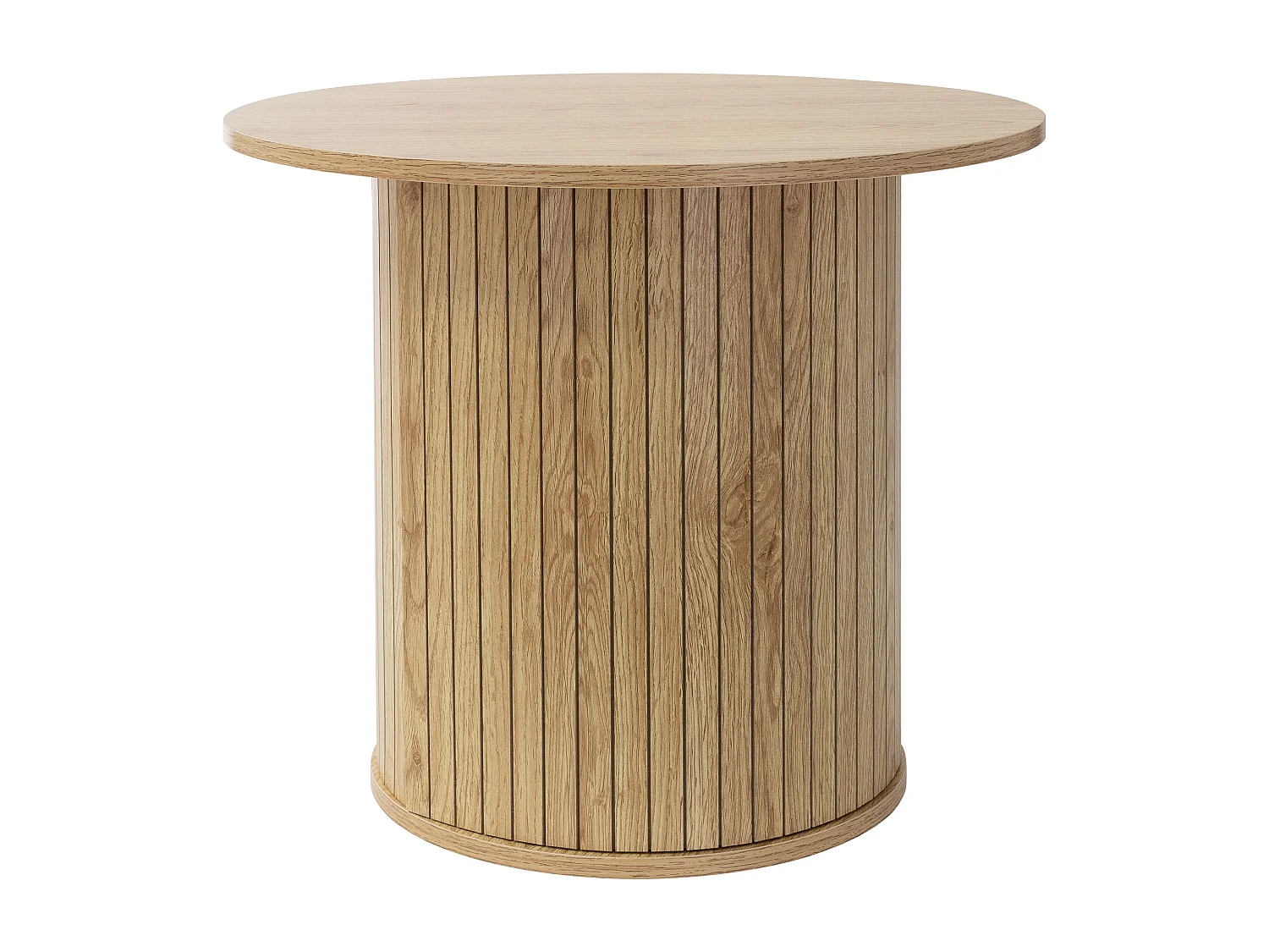 Table basse ronde Ø 60 x 50 cm aspect bois marron avec plateau dépassant mobilier moderne pour canapé de salon bar ou lounge surface pour café et thé