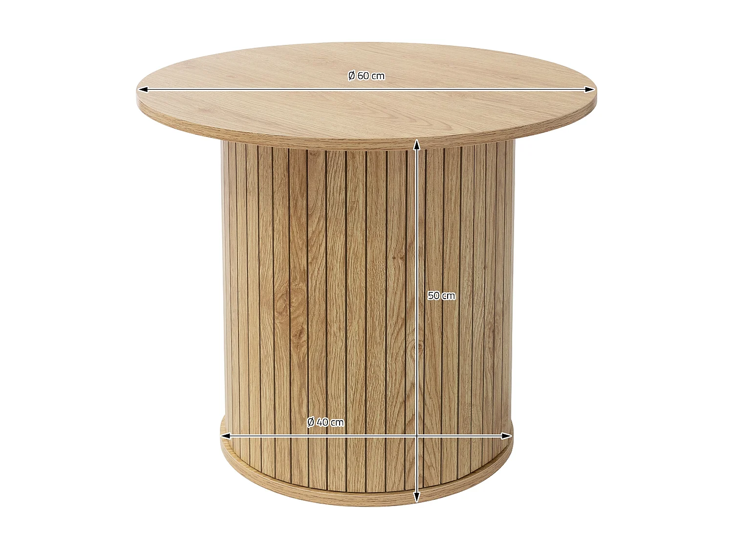 Table basse ronde Ø 60 x 50 cm aspect bois marron avec plateau dépassant mobilier moderne pour canapé de salon bar ou lounge surface pour café et thé