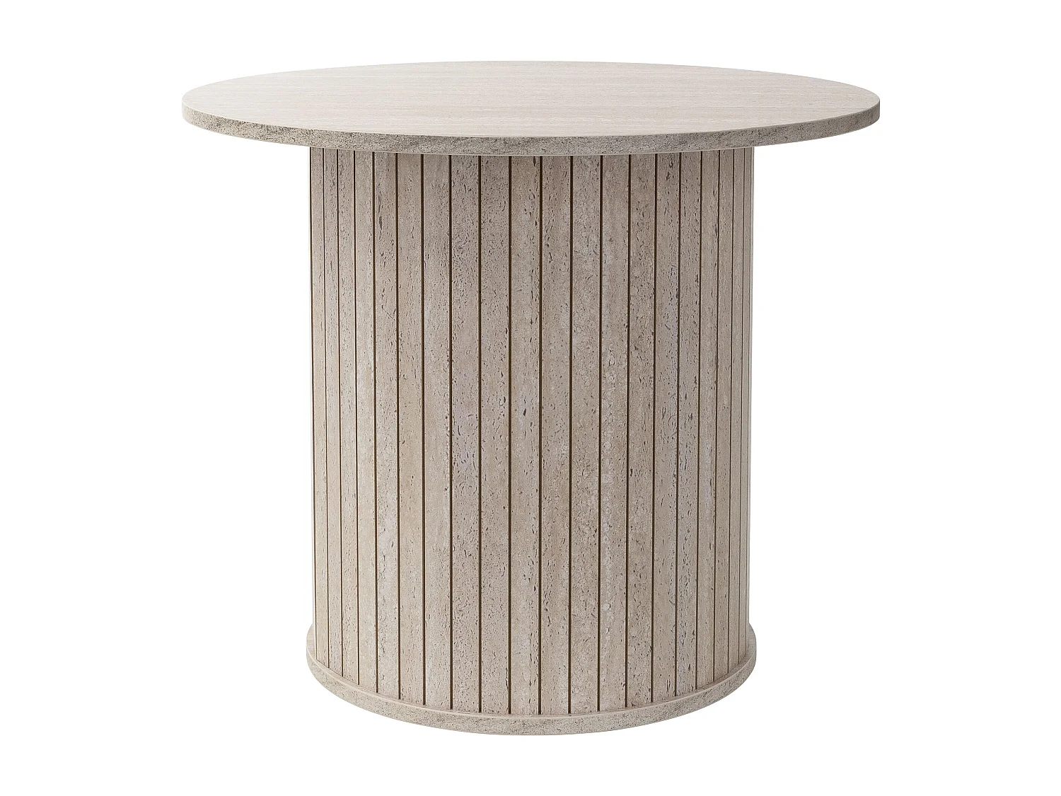 ML-Design Mesa de centro redonda con tablero sobresaliente Ø60x50cm beige con aspecto de piedra mesita de café mueble auxiliar de salón